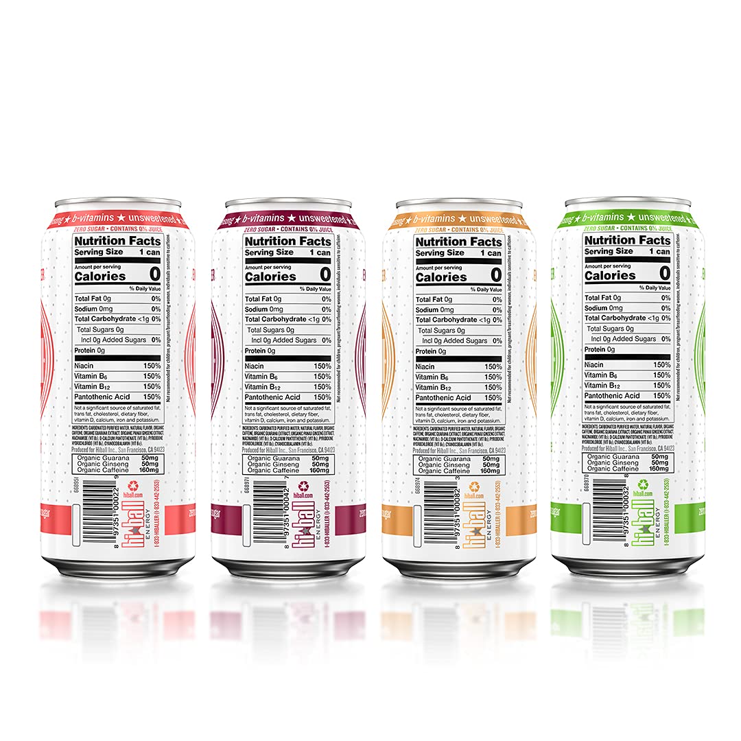 Hiball Clean Energy Seltzer Water， Caffeinated Sparkling Water Made with Vitamin B12 and Vitamin B6， Sugar Free (8 pack of 16 Fl Oz)， Variety Pack - Image 5